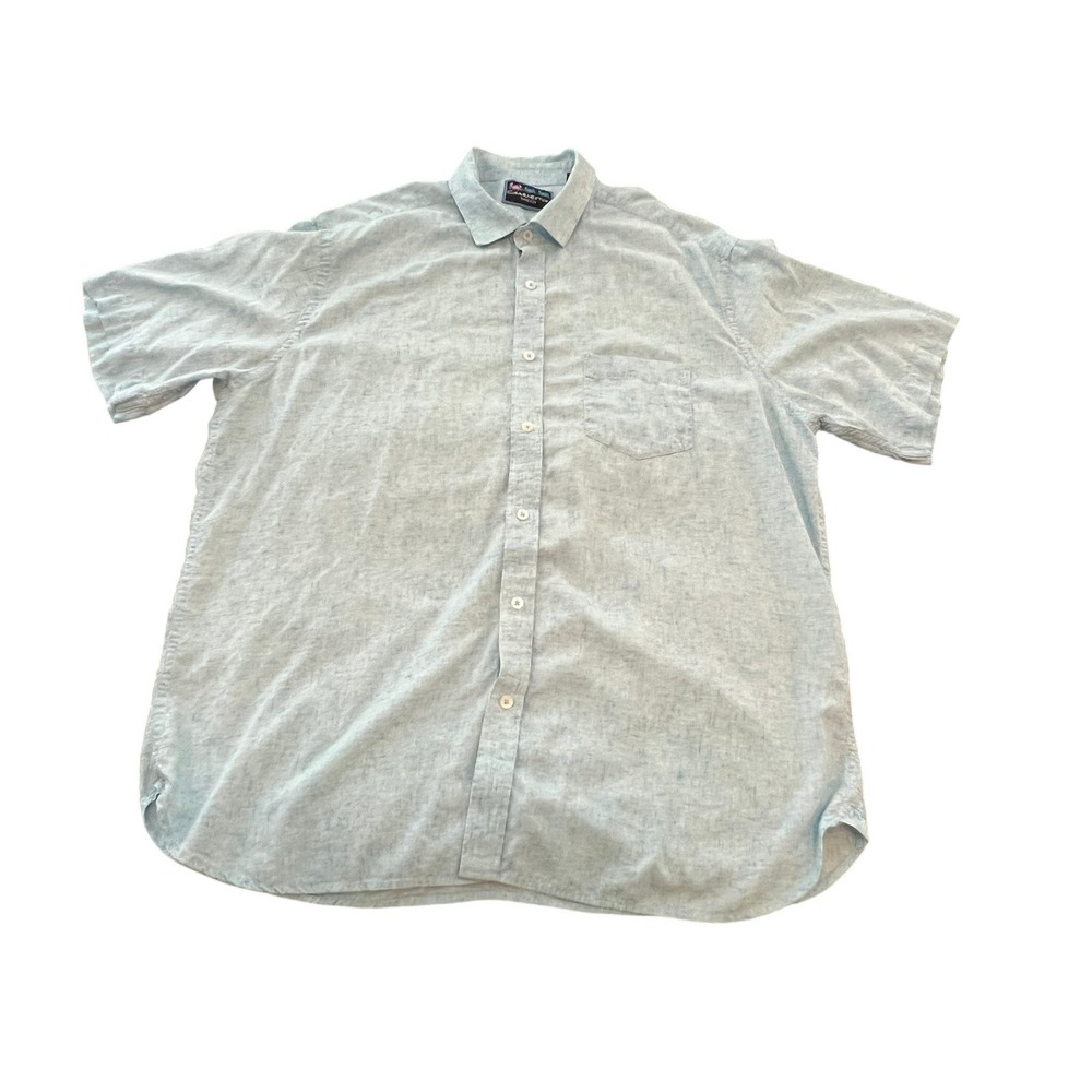 Charleston Threads Mens XL Light Blue Tencel Cotton Short Sleeve Button  Shirt